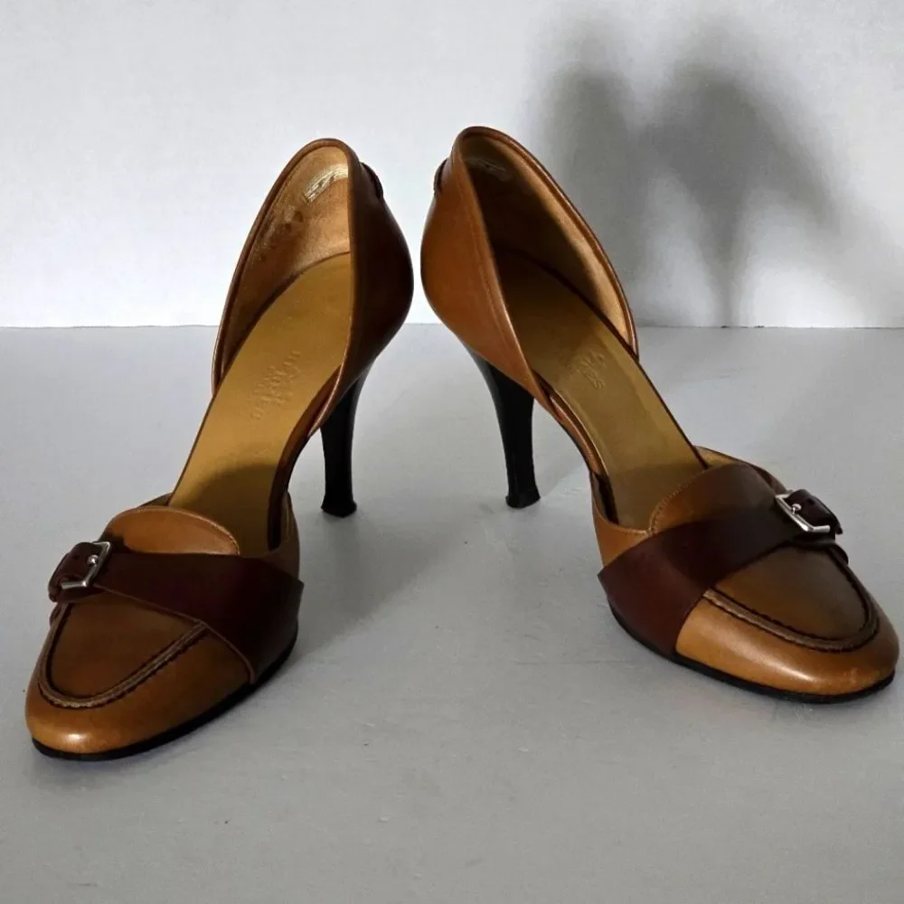 Authentic Vintage Hermès Brown Calf Leather Slip-On Pumps Size EU35.5/US 5.5